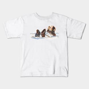 Seaotter - floating in Monterey Bay Kids T-Shirt